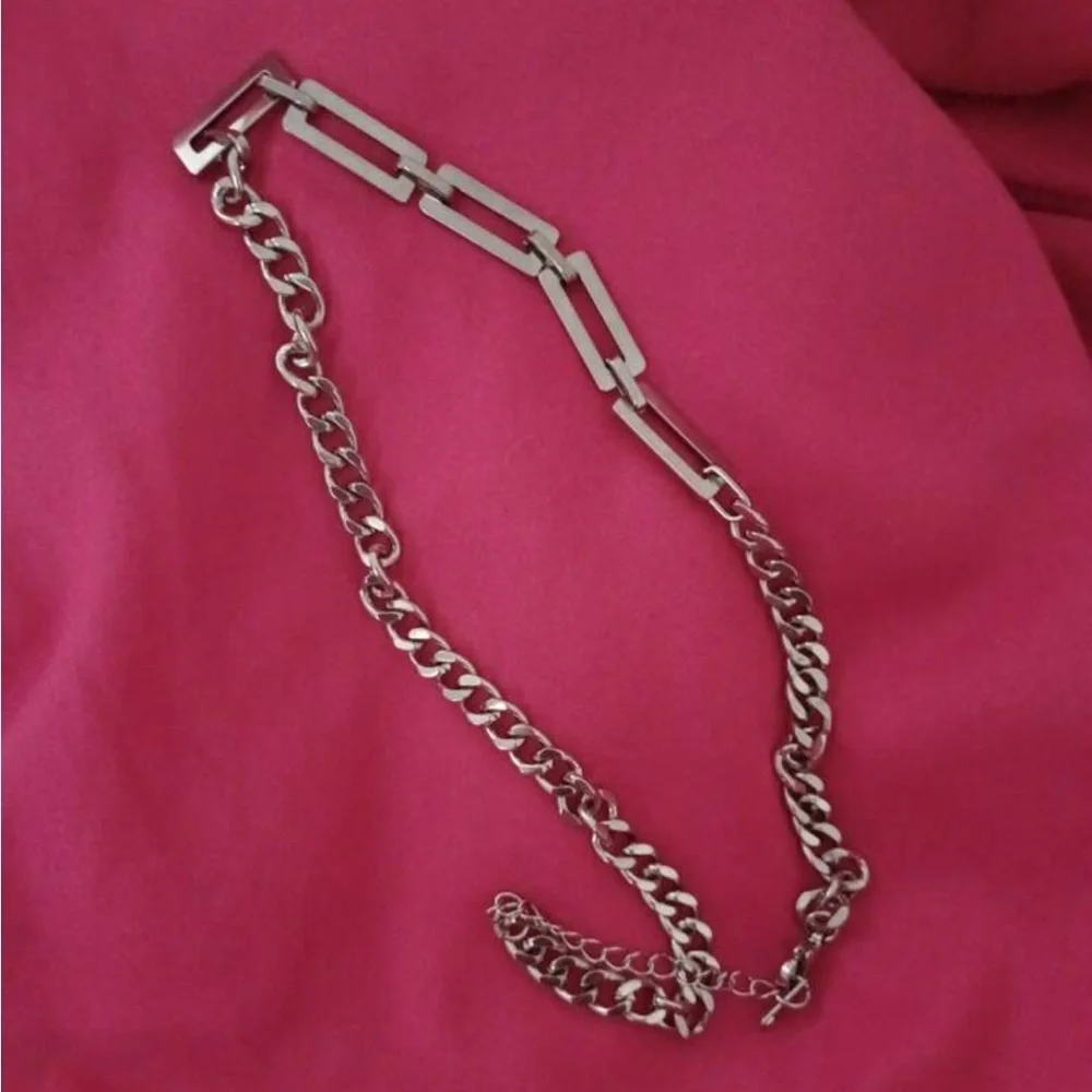 Stainless steel Chunky Cuban Necklace Half link Unisex Mens Womens Jewelry - Picture 3 of 7